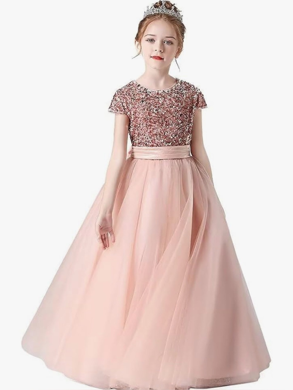 Formal Blush Sequin & Tulle Dress